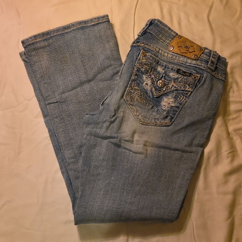 Miss Me Denim Boot Cut Jeans with Decorative Pockets